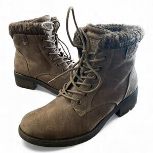 B 52 Bullboxer Kara Boots Womens 8.5 Brown Khahi Faux Leather Side Zip Lined